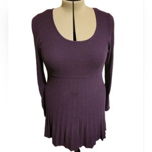 🔖👉Daisy Fuentes Babydoll Scoopneck Sweater Tunic Purple Sz L